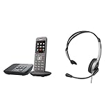 Gigaset CL660A - Schnurloses Telefon mit Anrufbeantworter und großem TFT-Farbdisplay - Benutzeroberfläche, anthrazit-metallic & Panasonic RP-TCA430E-S Headset für KX-TGxx S