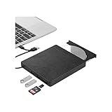 Ultra Slim Externes CD Laufwerk USB 3.0 Typ-C Portable Slot-in CD DVD +/-RW ROM Laufwerk Brenner Player Brenner mit SD-TF-Kartenleser Hohe Datenübertragung Plug&Play für Laptop Desktop