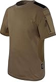 T-Shirt BDU Tactical Kurzarm Kampfshirt mit Klettflächen, Reißverschlusstaschen am Arm und seitlicher MESH-Einsatz - Combat Short Sleeve Farbe Khaki Größe XS