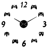 JKLMZYT Gamepad DIY Wanduhr Modernes Design Videospiel Controller Riesen Wanduhr 3D Spiegeleffekt Wanddekor Aufkleber Riesige Wanduhr-27INCH