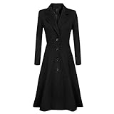 AMUSTER Damen Mantel Kleider Elegant Winter Klassische Vintage Revers Schlack Trenchcoat Wollmantel Warme Wintermantel Outwear Lang Parka Jacke Windbreak