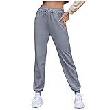 min-bmao Damen Jogginghose Sporthose Lang Yoga Hosen Freizeithose Laufhosen Baumwolle High Waist Trainingshose für Frauen Bündchen Sporthose Slim Fit Freizeithosen für Laufen Running