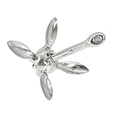 MKIU Faltender Anker, Edelstahl-Korrosion von Edelstahl und robuster Klappträger Anker, für Kanu-Kayak-Angel-Angel-Segelboot-Wasserkabinenanker Angel-Angelzubehör,4kg