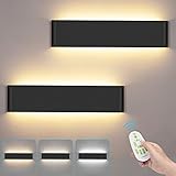 2 Stücke LED Wandleuchte Innen 24W Smart Wandlampe Up Down Dimmbar Wandleuchten Modernes mit Fernbedienung Schwarz Wandlampen Einstellbare Temperatur 2700K - 6500K Aluminium Wandbeleuchtung(40CM)