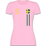 Fussball WM 2022 Fanartikel - 12. Mann Schweden Fanshirt - XXL - Rosa - Fußball - L191 - Tailliertes Tshirt für Damen und Frauen T-S