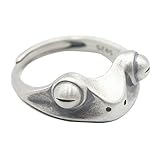 Naponior 925 Frosch Ring Sterling Silber Frosch Offene Ringe Für Frauen Vintage Niedlichen Tier Fingerring Silber Mode Party Schmuck Geschenke Frösche Ring