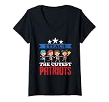 Damen Kindergarten Vorschullehrer I Teach The Cutest Patriots T-Shirt mit V