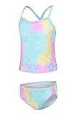 Aisyee Mädchen Tankini Bademode Kinder Zweiteiliger Badeanzug Floral Mädchen Schwimmanzug 122 128/7-8 J