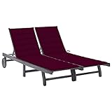 vidaXL Akazienholz Massiv Sonnenliege 2-Personen mit Auflagen Doppelliege Gartenliege Strandliege Holzliege Relaxliege Liege Gartenmöbel G