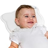 Babykissen Plagiozephalie, abnehmbar (mit Zwei Kissenbezügen), hilft EIN Plattkopfsyndrom vorzubeugen und zu behandeln. Aus Memory Foam - Weiß - Registriertes Design KBC®