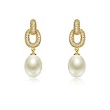 OMTONGXIN Perlenohrringe 925 Silber Lila Knoten Süßwasserperlen-Ohrringe 7-8mm weiße tropfenförmige Mode-weibliche Schmucksachen Kugelohrringe für D