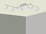 Trango 6-flammig 2002-068 LED Wohnzimmer Lampe *OLI* in Chrom-Optik inkl. 6x 5 Watt LED Modul I Deckenlampe I Deckenstrahler I Deckenleuchte I Schlafzimmer Leuchte schwenkbar und drehb
