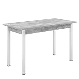 [en.casa] Esstisch 120x60 cm Küchentisch Esszimmertisch MDF Stahl Betonoptik/Weiß