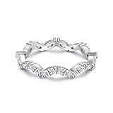 fohatu S925 Sterling Silber Tropfenförmiger Kubikzircon Ring Mode Simulierter Diamant Hochzeit Verlobung Jahrestag Ring Schmuck Geschenk Für Frauen,Silber,9