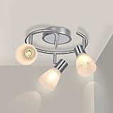 Unikcst 3 Flammig LED Deckenstrahler E14 Rund Schwenkbar Deckenlampe Innen Deckenleuchte 230V Wohnzimmer Schlafzimmer Ohne L