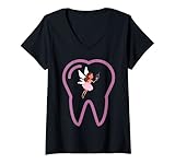 Damen Rosa Zahnfee. T-Shirt mit V