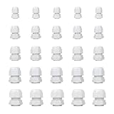 Gtwinsone 25 Stück Kabelverschraubung Set IP68 Kabeldurchführung Wasserdicht PG7 PG9 PG11 PG13.5 PG16 Einstellbar Kabelverschraubungen mit Gegenmutter aus Nylon Kunststoff (Weiß)