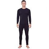 DXDUI Beheizte Thermounterwäsche 100% Wolle Base Layer Shirt & Pants Set Leichte Thermounterwäsche Top Bottom Für Winter Outdoor Sport Erwachsene Schwarz,Men,M