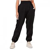 Sporthosen Damen Sweathose Loose Fit Elastischer Bund Traininghose Freizeithose Hohe Taile Jogginghose Fitnesshose mit Taschen Sweathose Gerade Lounge Running Hose Sweatpants Yog