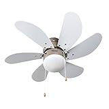 Bestron Deckenventilator mit Beleuchtung, 3 Geschwindkigkeitsstufen & große Flügelspannweite von Ø75 cm, inkl. Sommer-/Winterfunktion, 50 W, Farbe: Ahorn/Weiß