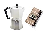 Café Genuss Espressokocher: 9 Tassen, 450 ml. Kaffeekocher, Elektro, Gas, Ceran. + Gratis eBook (Silber)