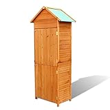 HechoVinen Gartenschrank Werkzeugschuppen aus Holz, Geräteschuppen, 2 Lagerregale im Inneren, Wasserdichtes Polyesterdach, Wasserabweisende Lackierung, Natur 79x49x190