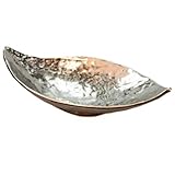 Formano Silberschalen Deko. Deko-Schale oval 38cm Alu-Organic mit glänzender, leicht geprägter Ob
