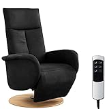 CAVADORE TV-Sessel Juba mit Akku / Fernsehsessel mit elektrisch verstellbarer Relaxfunktion / 2 E-Motoren / 75 x 112 x 82 / Lederoptik, Schw