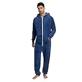 GFGHH Herren Jumpsuit Overall Sportanzug Trainingsanzug Jogginganzug Overall Jumpsuit Herren, Einteiler Onesie Fleece Overall Kostüm mit Kapuze One Piece Hausanzug Geschenke für Erwachsene W