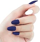 Beashine Künstliche Nägel Zum Aufkleben Kiss, 24-Teilige Künstliche AcrylnäGel Mit VollstäNdiger Abdeckung, Matte Wasserdichte Matte Nagelaufkleber FüR Frauen Und Mädchen（Blau）