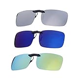 BESPORTBLE 3 STÜCK Myopie Sonnenbrille Polarisierte Clip Fahrer Brille Clip Polarisierte Gläser Sonnenbrille Clip (Dark Blue Film, Weiß Mercury Film und Goldenen Film)