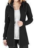 Kidsform Winterjacke Damen Sweatjacke Hoodie Langarm Pullover Kapuzenpulli Outwear Jacken Sweatshirt Kapuzenjacke Herbst A-Schwarz M