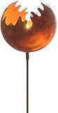 Edelrost Feuerkugel/Windlicht Metall ø19cm Länge 130 cm auf STAB