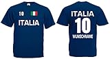 Italia-Italien Herren T-Shirt Trikot mit Wunschname & Nummer Navy XXXL