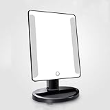 Wandspiegel Kosmetikspiegel Tischplatte LED Touchscreen beleuchtet Kosmetikspiegel Kosmetik Rasur Dressing Wandspiegel Kosmetikspiegel (Color : Black)