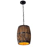Waqihreu Pendelleuchte Holz Weinfass Bar Hängelampe Vintage Deckenleuchten Pendelleuchte E27 Esszimmer Lampen für Küche Flur Deckenleuchten Bereich Steampunk
