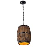 Waqihreu Pendelleuchte Holz Weinfass Bar Hängelampe Vintage Deckenleuchten Pendelleuchte E27 Esszimmer Lampen für Küche Flur Deckenleuchten Bereich Steampunk