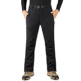 33,000ft Wanderhose Herren Wasserdicht Skihose Winddichte Thermohose Warme Gefütterte Snowboardhose Winter Atmungsaktive Softshellhose Trekkinghose Schwarz 52