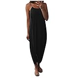 Ansenesna Kleid Damen Sommer Lang Mit Schlitz Elegant Strandkleid Frauen Träger Rückenfrei Ärmellos Locker Für Party Strand (M, Schwarz)