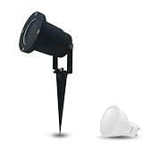 GARDEN LED 230V IP65 Bodenleuchte Gartenstrahler Teichstrahler m. Erdspieß (LED 7W Warmweiß)