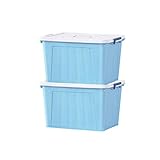 CZFSKCZ Große Kapazitätspeicherbins 2pcs,mit angehängten Deckeln und Rädern,(blau),Artikelabmessungen:S 25.9x18.5x14.5in,M29.1x21.1x17.3in,L32.6x23.2x20in (Size : Large)