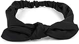 styleBREAKER Damen Haarband einfarbig mit Schleife und Gummizug, Stirnband, Headband, Pinup, Rockabilly, Haarschmuck 04026035, Farbe:Schw