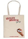 TITAGU Unterschriften-Stofftasche/Beutel inkl. Text-Marker Thema Geburtstag: Gästeliste Endlich 50 G