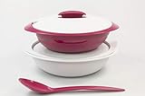 Tupperware Thermo-Duo 1,5L weiß Brombeere + Servierlöffel Servieren Warmhalten Iso-Duo 37657
