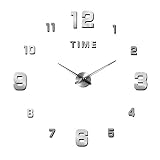 Coraltree 3D Wandtattoos Wanduhr DIY Wanduhren Dekoration Uhren für Büro Wohnzimmer Schlafzimmer Uhr Geschenk Home Dekoartikel (Silber)