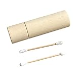 Wiederverwendbares Wattestäbchen und Make-Up Entferner aus Buchenholz und Bio-Baumw