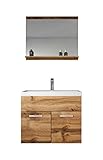 Badplaats B.V. Badezimmer Badmöbel Set Montreal 02 60cm Waschbecken Braun - Unterschrank Waschtisch Spiegel Möb