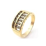 CNSXLL Männer Und Frauen Edelstahl Vintage Chinesischen Stil Rotierender Abakusring Mit Silber/Gold Punk Mini Motorrad Schmuck (Farbe : Gold, Größe : 8)