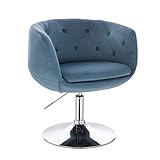 SVITA Panama Retro Loungestuhl Polsterstuhl Cocktailsessel Blau Petrol Samt-Optik Tellerfuß