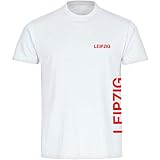 Multifanshop® Herren T-Shirt Leipzig - Brust und Seite weiß - Druck:rot - Shirt Männer Fußball Fanartikel Fanshop - Größe:L weiß